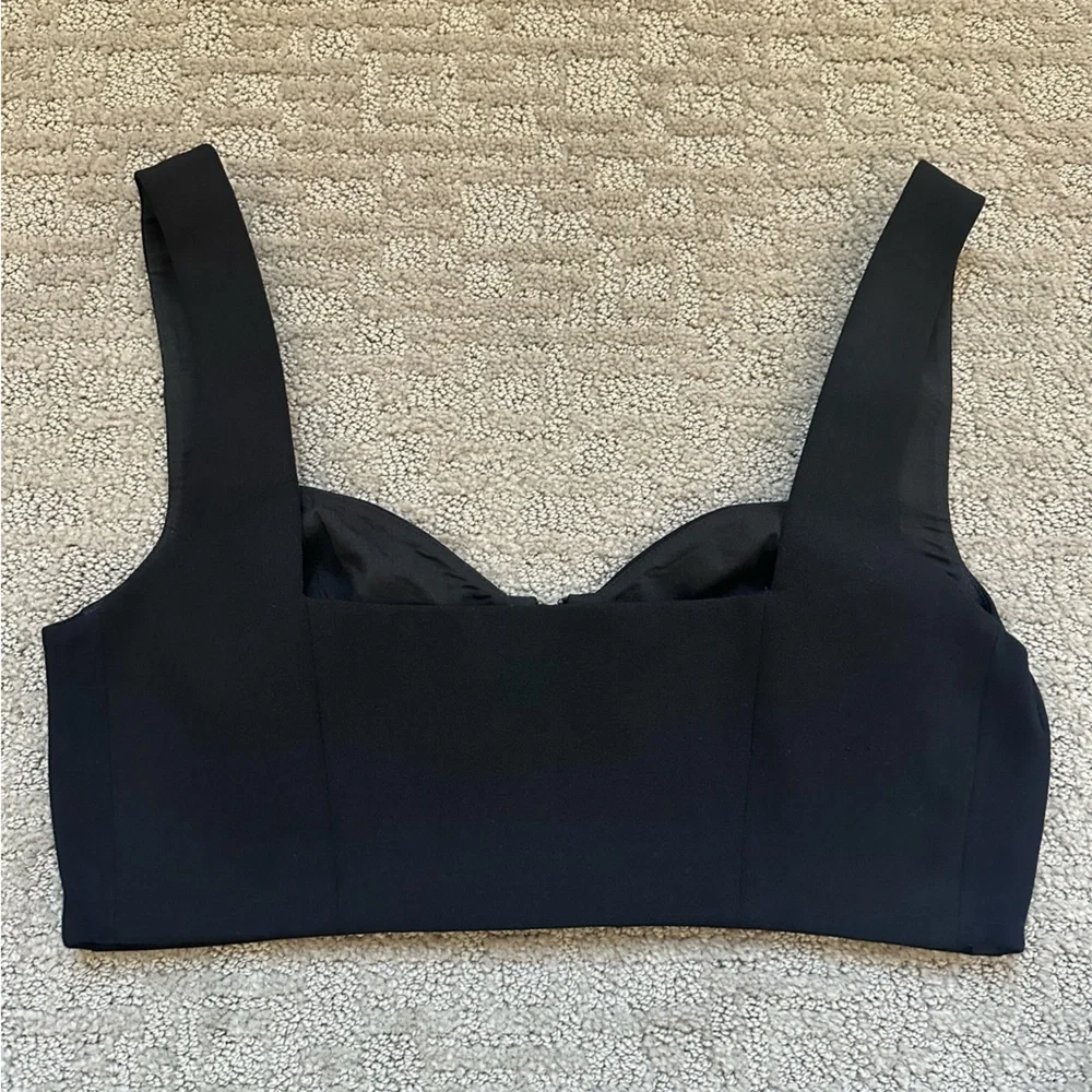 BCBGMAXAZRIA Black Structured Zip Bralette Bustier M